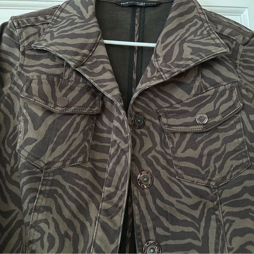 White House Black Market Zebra Print Jean Jacket - Brown and Black - Picture 3 of 5